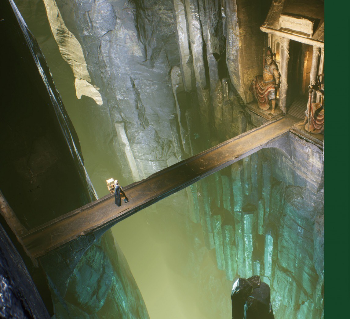 Cliffside bridge inside the Colour of Buddhism scene